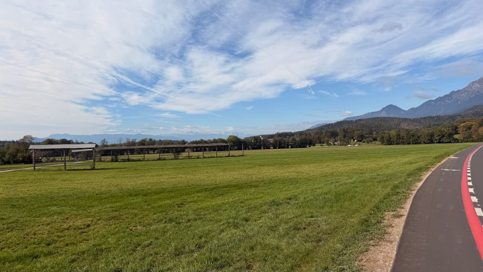 It's the views of mountains and fields around Kranj, taken from a freshly paved road.